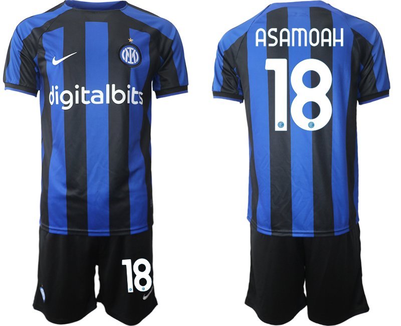 Herren Inter Mailand Heimtrikot 2022-23 Fußballtrikot schwarz und blau - Asamoah 18