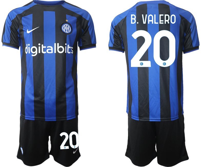 Herren Inter Mailand Heimtrikot 2022-23 Fußballtrikot schwarz und blau - B.Valero 20