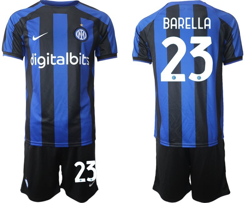 Herren Inter Mailand Heimtrikot 2022-23 Fußballtrikot schwarz und blau - Barella 23