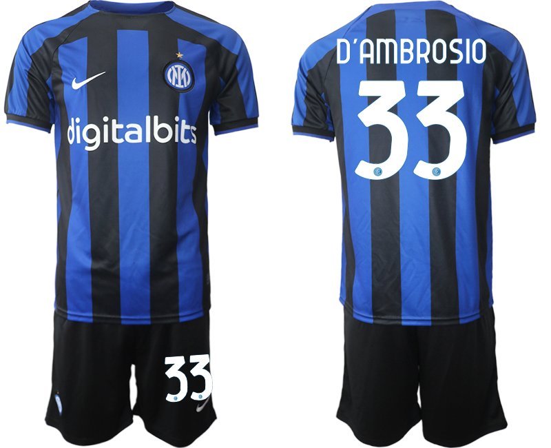Herren Inter Mailand Heimtrikot 2022-23 Fußballtrikot schwarz und blau - D'Ambrosio 33