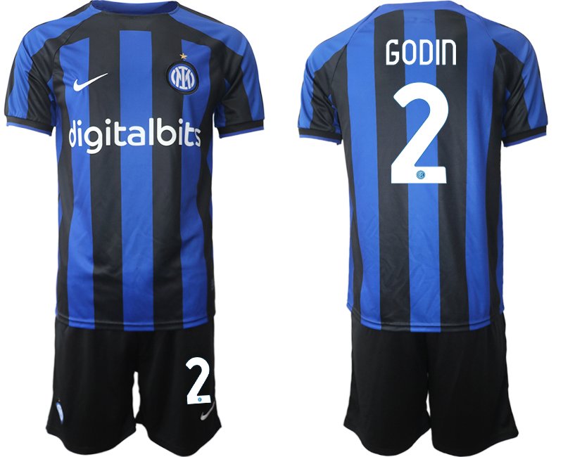Herren Inter Mailand Heimtrikot 2022-23 Fußballtrikot schwarz und blau - Godin 2