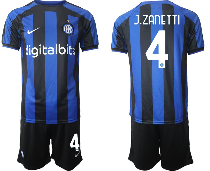 Herren Inter Mailand Heimtrikot 2022-23 Fußballtrikot schwarz und blau - J.Zanetti 4
