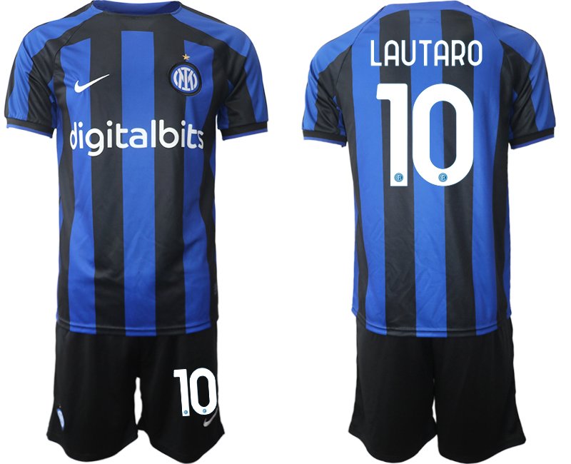 Herren Inter Mailand Heimtrikot 2022-23 Fußballtrikot schwarz und blau - Lautaro 10