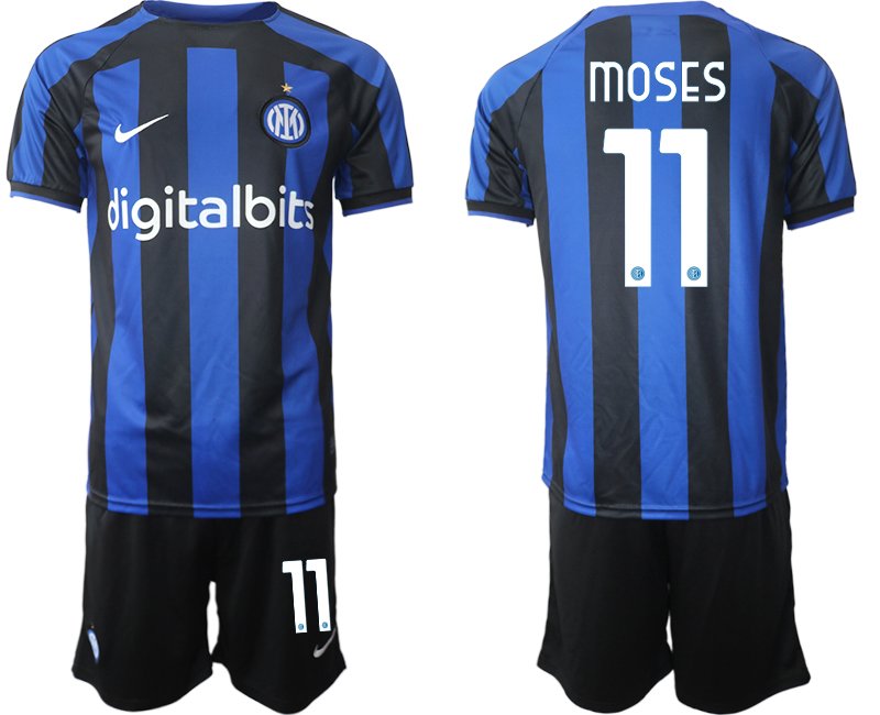 Herren Inter Mailand Heimtrikot 2022-23 Fußballtrikot schwarz und blau - Moses 11
