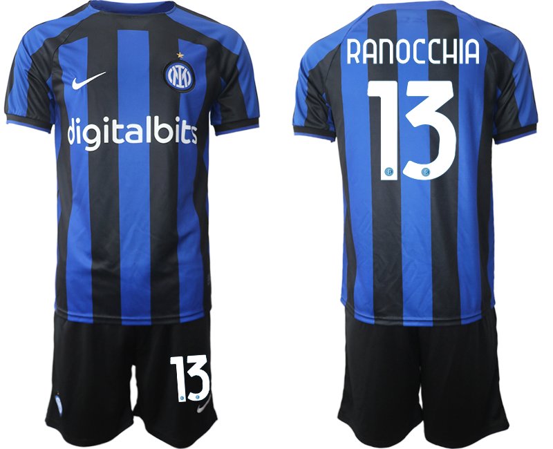 Herren Inter Mailand Heimtrikot 2022-23 Fußballtrikot schwarz und blau - Ranocchia 13