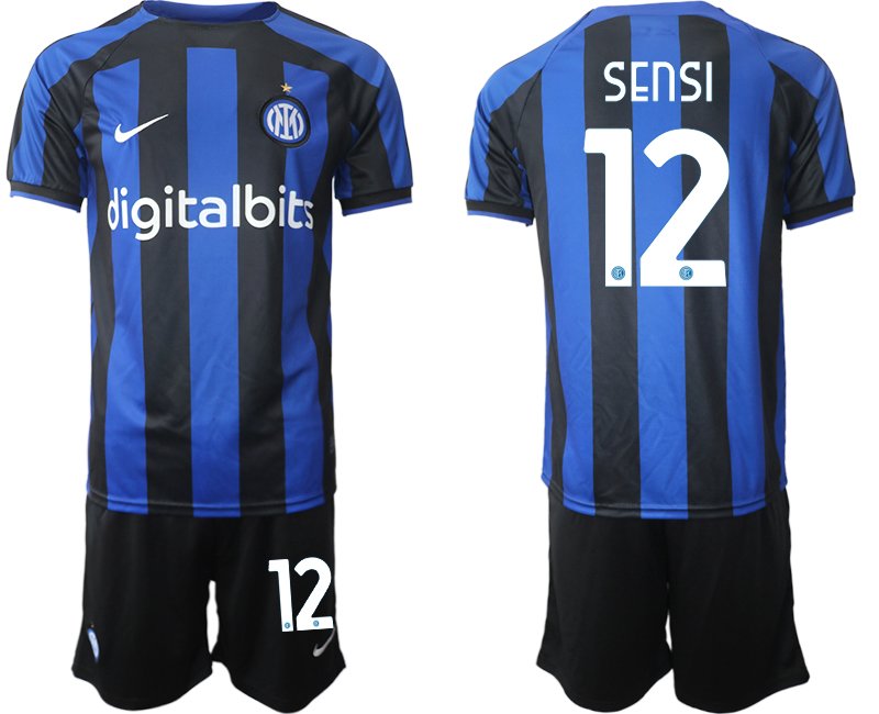 Herren Inter Mailand Heimtrikot 2022-23 Fußballtrikot schwarz und blau - Sensi 12