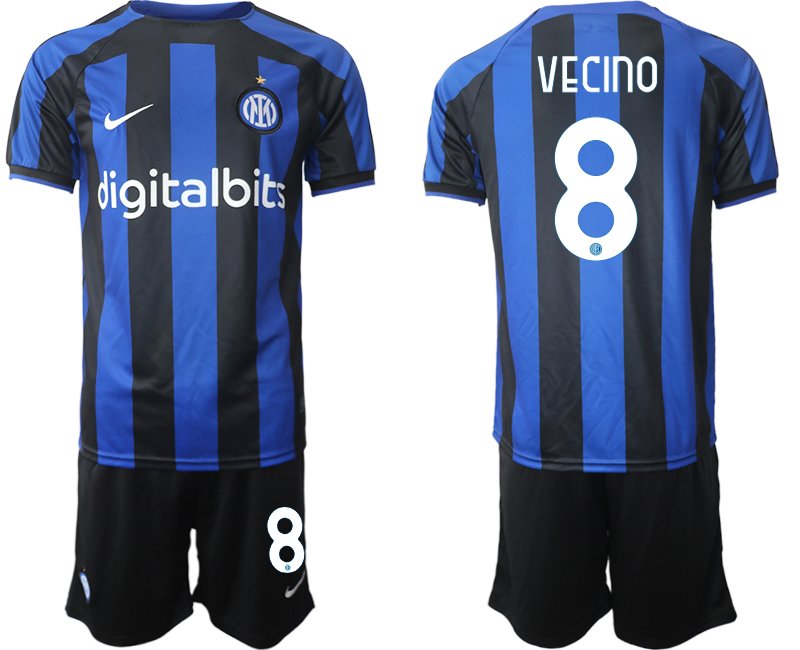 Herren Inter Mailand Heimtrikot 2022-23 Fußballtrikot schwarz und blau - Vecino 8
