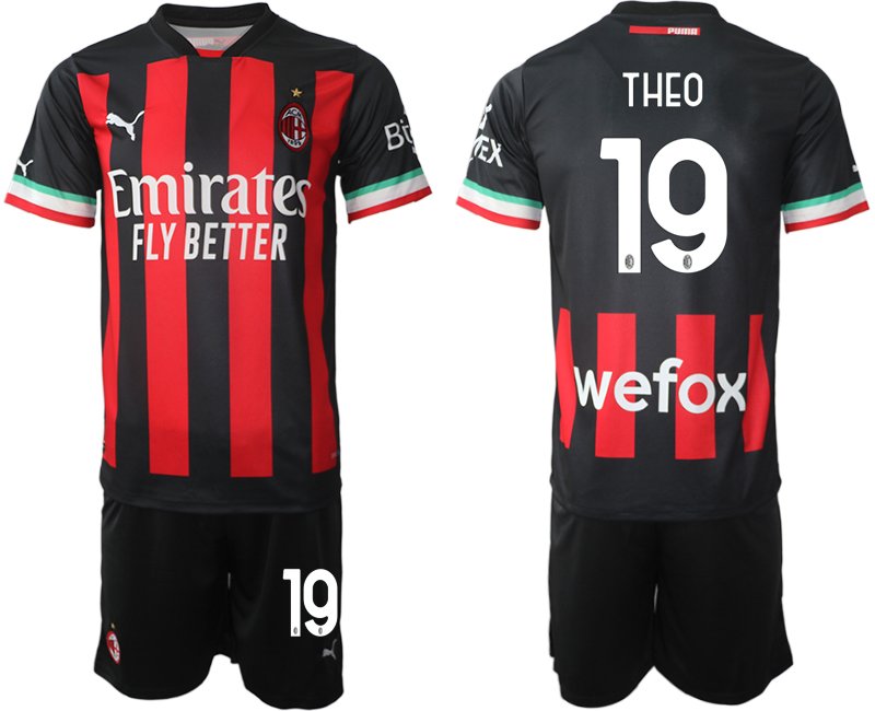 Herren Neue AC Mailand Heim-trikot 2022/23 schwarz rot - THEO 19