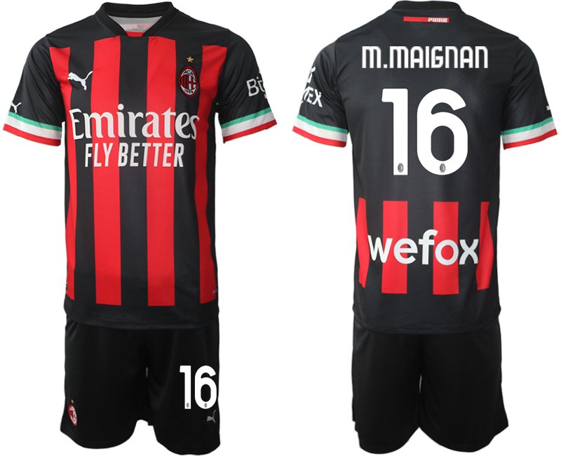 Herren Neues AC Mailand Heim-trikot 2022/23 schwarz rot - M.Maignan 16