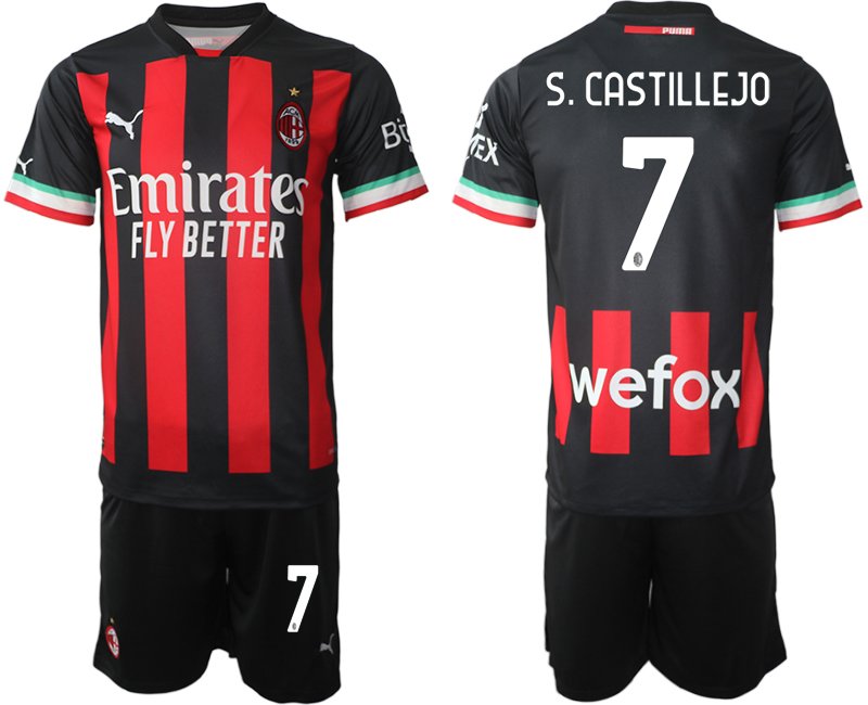 Herren Neues AC Mailand Heim-trikot 2022/23 schwarz rot - S.Castillejo 7