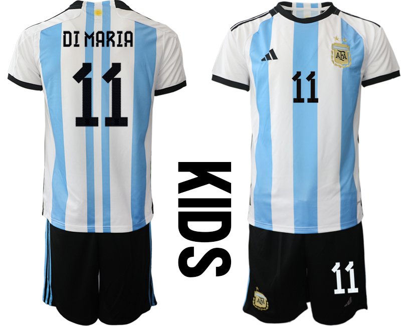 Kinder Argentinien Heimtrikot Fußball-WM 2022 - Di María 11
