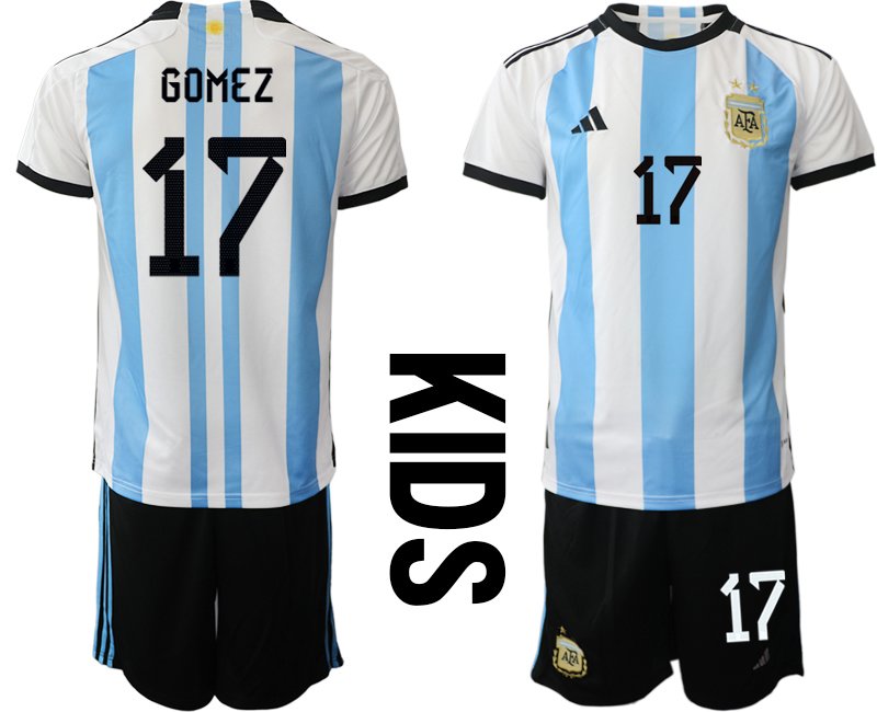 Kinder Argentinien Heimtrikot Fußball-WM 2022 - GOMEZ 17