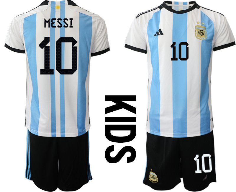 Kinder Argentinien Heimtrikot Fußball-WM 2022 - MESSI 10