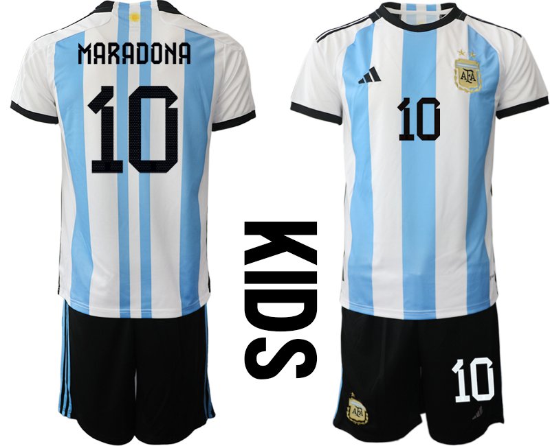 Kinder Argentinien Heimtrikot Fußball-WM 2022 - Maradona 10