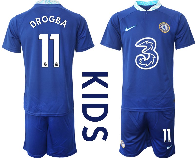Kinder Chelsea Heimtrikot für 2022-23 Neuen Fußballtrikot mit Aufdruck Drogba 11