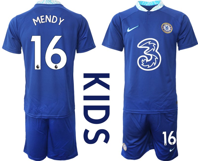 Kinder Chelsea Heimtrikot für 2022-23 Neuen Fußballtrikot mit Aufdruck Mendy 16