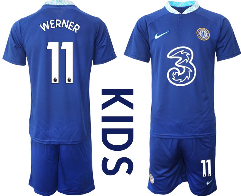 Kinder Chelsea Heimtrikot für 2022-23 Neuen Fußballtrikot mit Aufdruck Werner 11