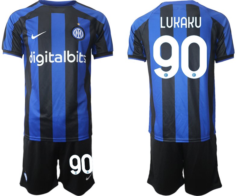 Lukaku 90 Inter Mailand Heimtrikot 2022-23 Fußballtrikot schwarz und blau - Herren