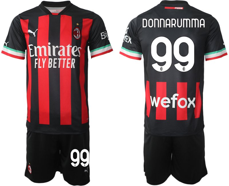 Neuen Fußball-trikot Donnarumma 99 AC Mailand 202223 Heimtrikot schwarz rot - Herren