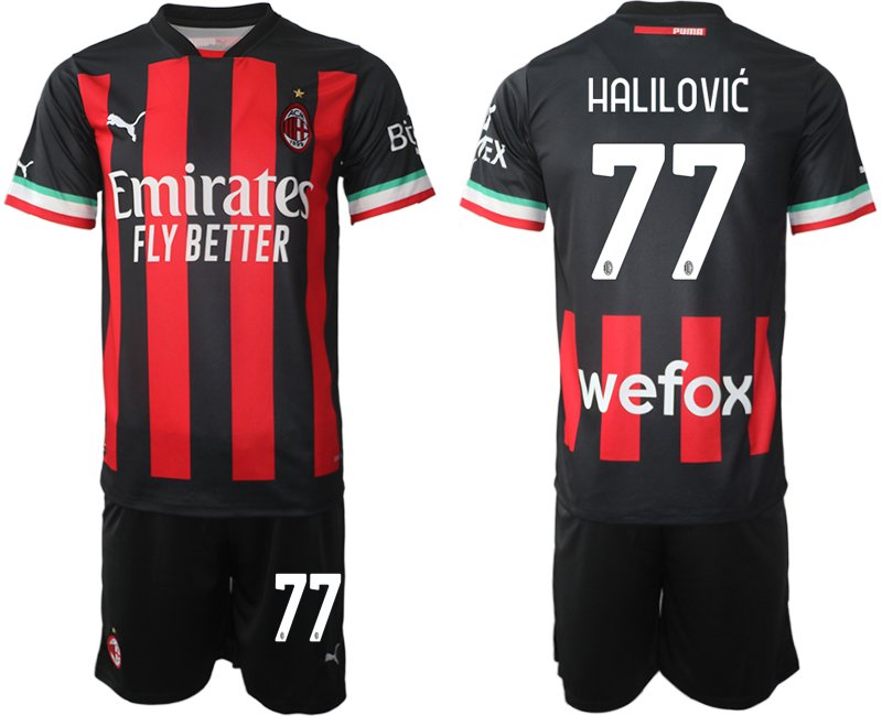 Neuen Fußball-trikot Herren AC Mailand 2022-23 Heimtrikot schwarz rot - Halilović 77