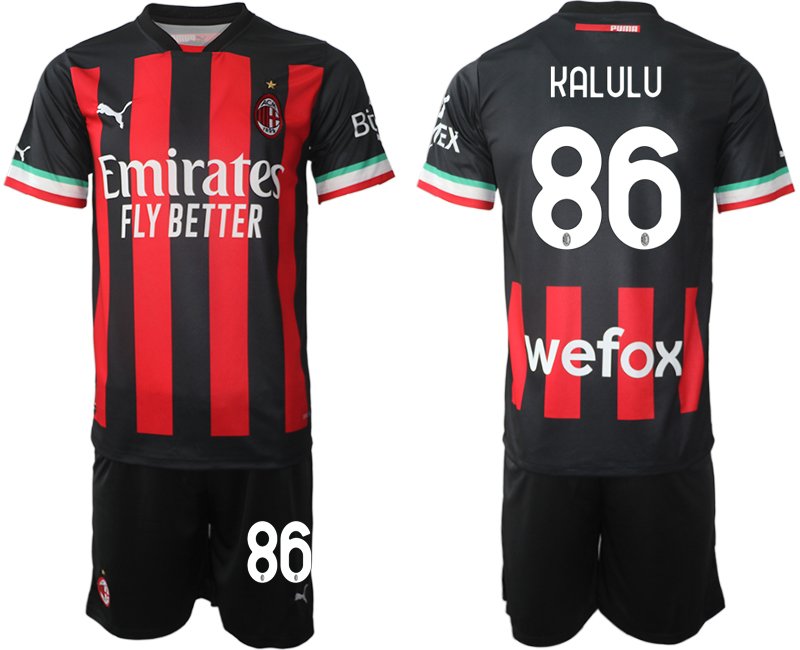 Neuen Fußball-trikot Kalulu 86 AC Mailand 2022/23 Heimtrikot schwarz rot - Herren