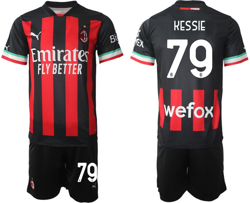 Neuen Fußball-trikot Kessie 79 AC Mailand 2022/23 Heimtrikot schwarz rot - Herren