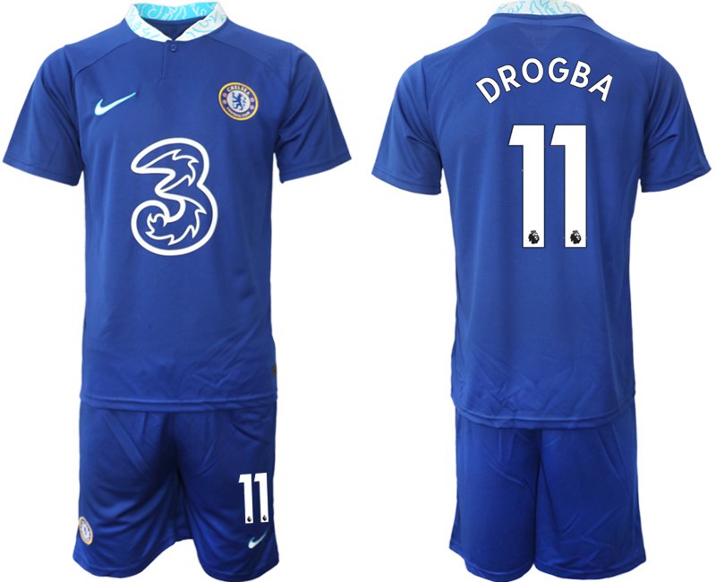 Neuen Trikot Herren Chelsea FC Heimtrikot 2022-23 blau Kits - Drogba 11