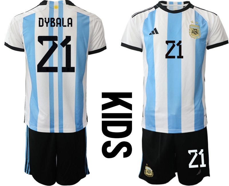 Neuen Trikots Kinder Argentinien Heimtrikot Fußball-WM 2022 - Dybala 21