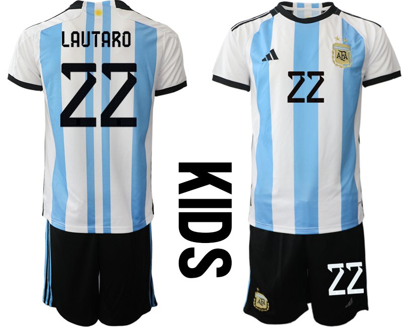 Neuen Trikots Kinder Argentinien Heimtrikot Fußball-WM 2022 - Lautaro 22