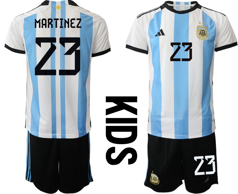 Neuen Trikots Martínez 23 Argentinien Heimtrikot Fußball-WM 2022 - Kinder