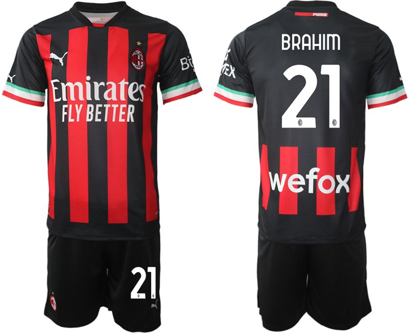 Neuer Fußball-trikot Herren AC Mailand 2022/23 Heimtrikot schwarz rot - BRAHIM 21