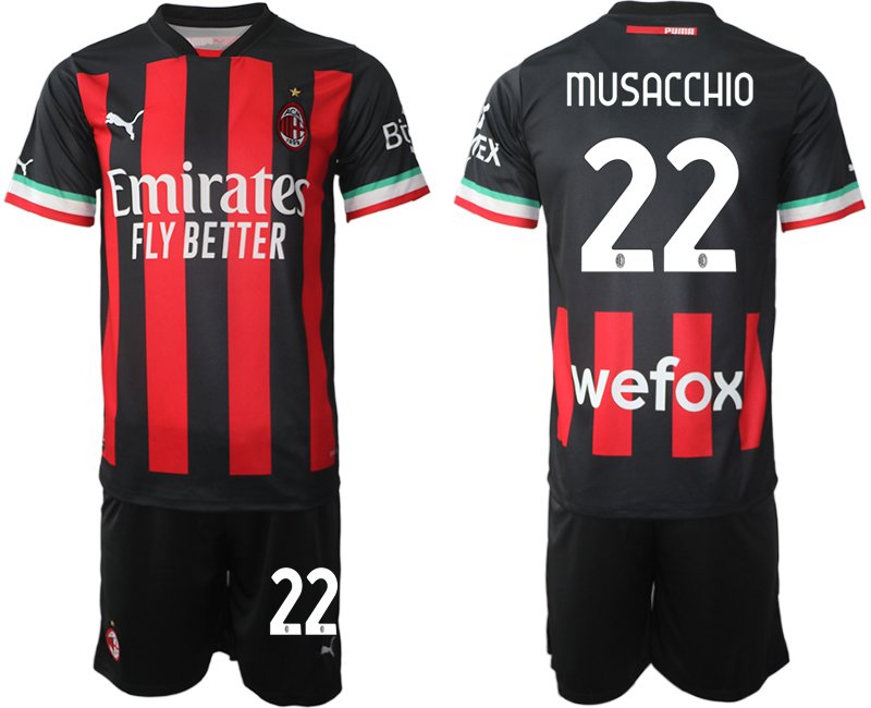 Neues Fußball-trikot Herren AC Mailand 2022/23 Heimtrikot schwarz rot - Musacchio 22