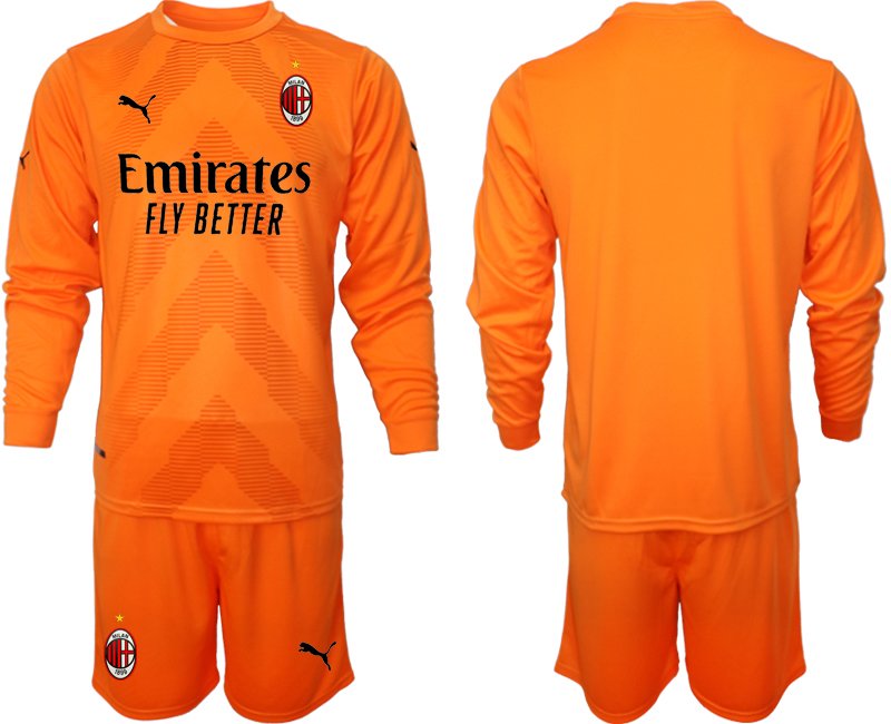 AC Milan Torwarttrikot 2022/23 Orange Langarm + Kurze Hosen