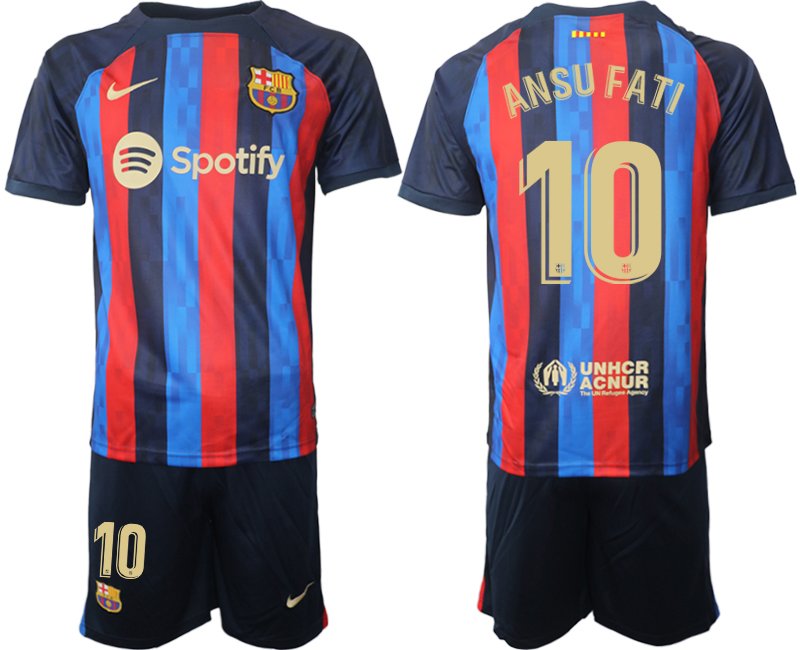 ANSU FATI 10 FC Barcelona 2022-23 Heimtrikot dunkelblau goldene Fußballtrikot - Herren