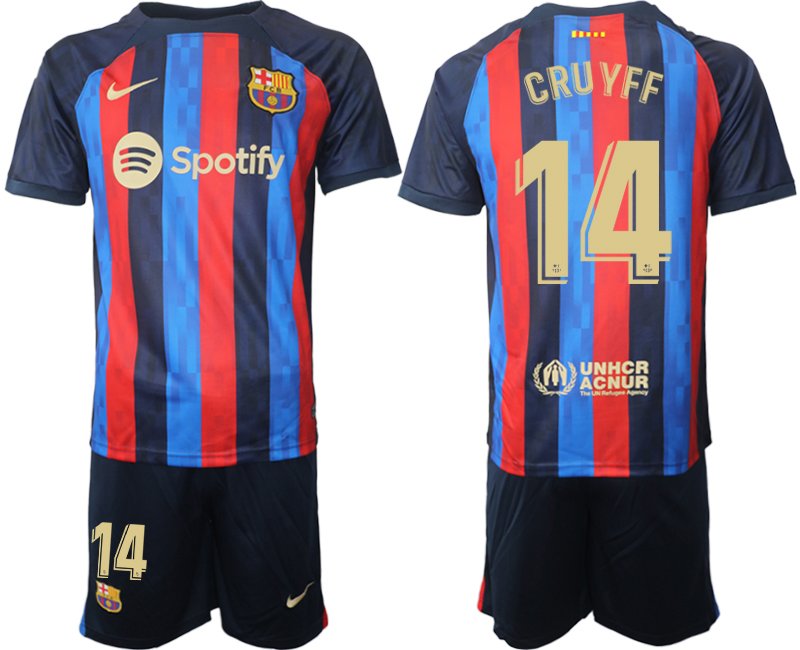 CRUYFF 14 FC Barcelona 2022-23 Heimtrikot dunkelblau goldene Fußballtrikot - Herren