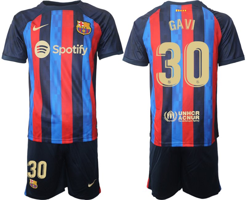 Gavi 30 FC Barcelona 2022-23 Heimtrikot dunkelblau goldene Fußballtrikot - Herren