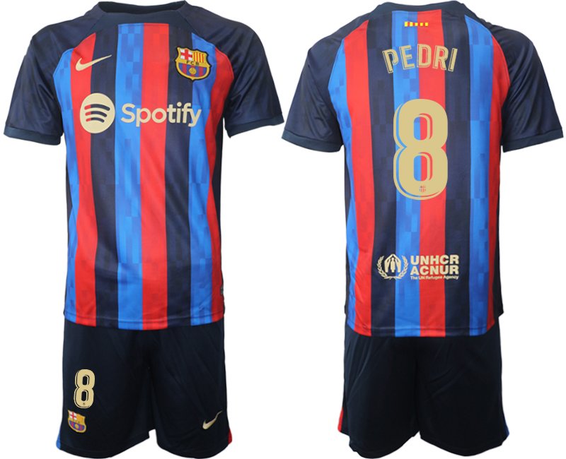 Herren FC Barcelona 2022-23 Heimtrikot dunkelblau goldene Fußballtrikot - Pedri 8