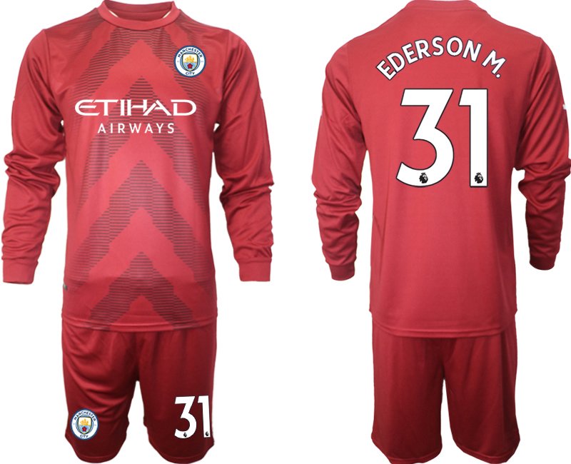 Herren Manchester City Torwarttrikot 2022/23 Langarm Grapewine mit Aufdruck Ederson M. 31