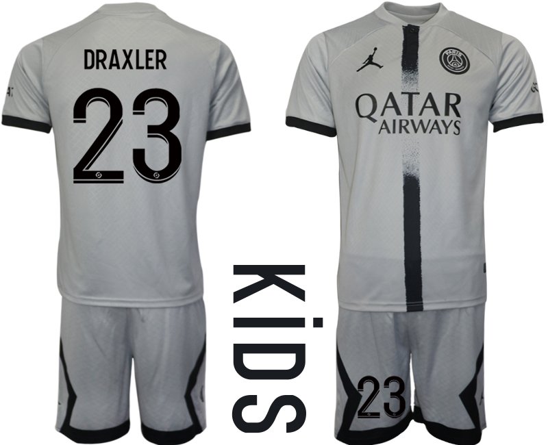 Kinder Paris Saint Germain Auswärtstrikot 2022-23 PSG Qatar Airways Draxler 23