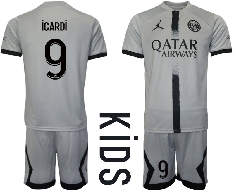 Kinder Paris Saint Germain Auswärtstrikot 2022-23 PSG Qatar Airways ICARDI 9
