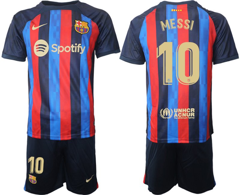 MESSI 10 FC Barcelona 2022-23 Heimtrikot dunkelblau goldene Fußballtrikot - Herren