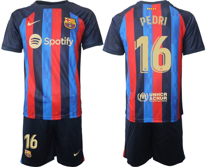 PEDRI 16 FC Barcelona 2022-23 Heimtrikot dunkelblau goldene Fußballtrikot - Herren