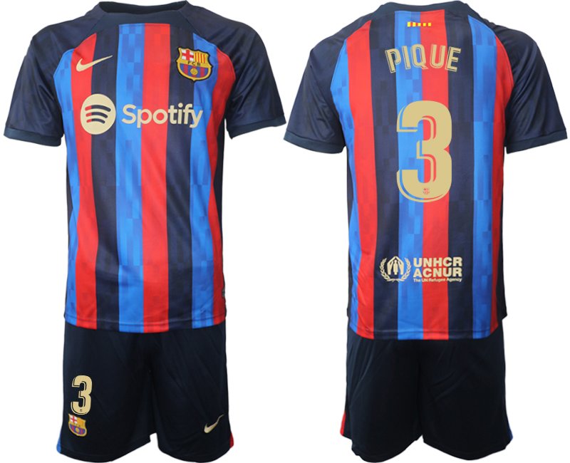 PIQUE 3 FC Barcelona 2022-23 Heimtrikot dunkelblau goldene - Herren