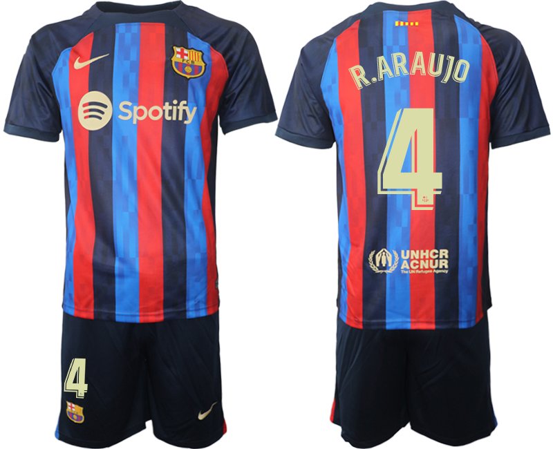 R.ARAUJO 4 FC Barcelona 2022-23 Heimtrikot dunkelblau goldene Fußballtrikot - Herren