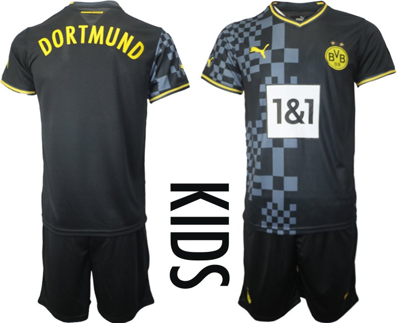 BVB Borussia Dortmund Auswärtstrikot 2022/23 schwarz - Kinder