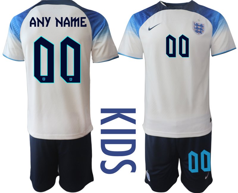 Kinder England Heimtrikot WM 2022 Anpassbare Name und Nummer