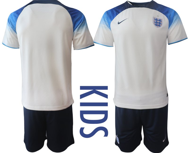 Kinder England Heimtrikot WM 2022 Trikotsatz Kurzarm + Kurze Hosen