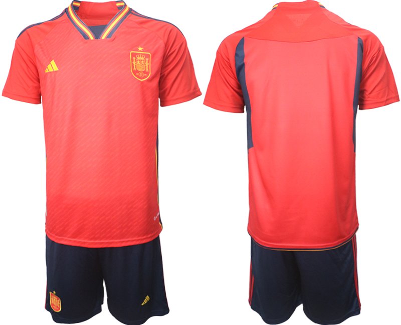 Spanien Herren Heim Trikot WM 2022 rot dunkelblau