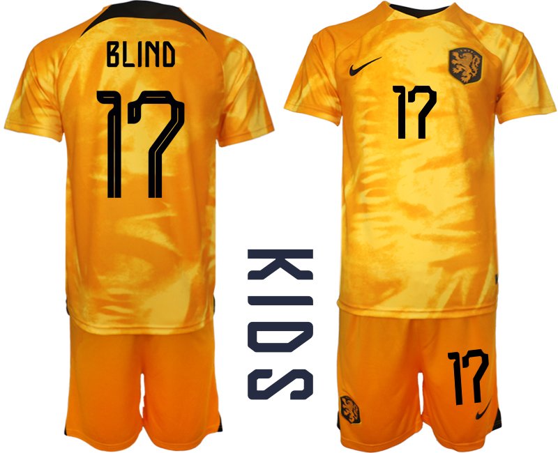 Blind 17 Niederlande Heimtrikot WM 2022 Fußballtrikot Orange - Kinder