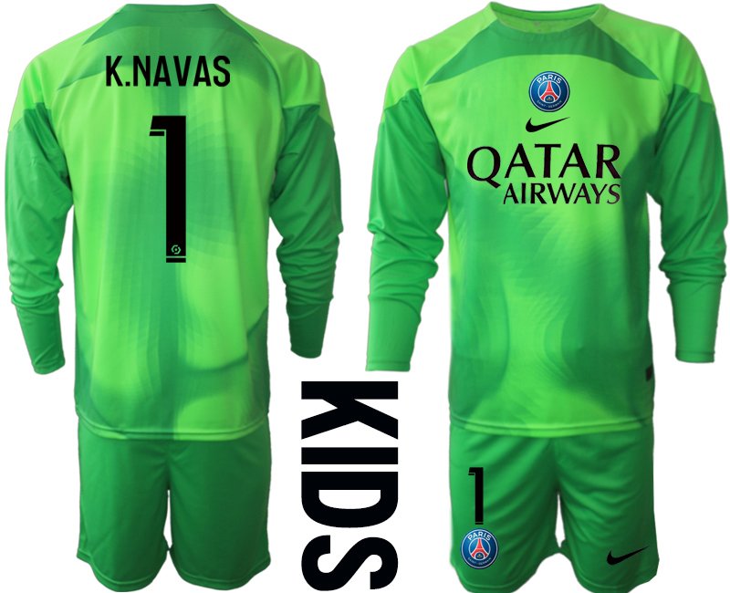 K.NAVAS 1 Paris Saint Germain PSG 2022-23 Torwarttrikot grün - Kinder